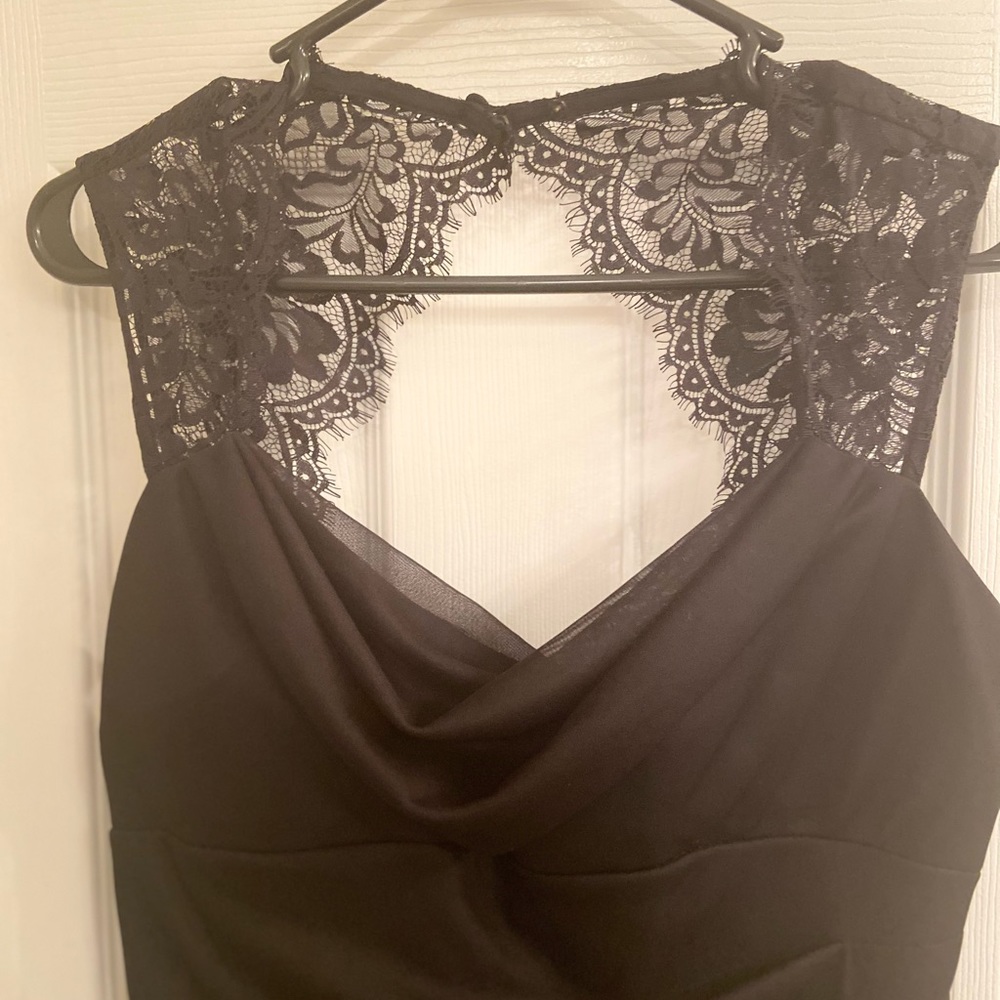 Chelsea Suite Lace Top Black Mini Dress
